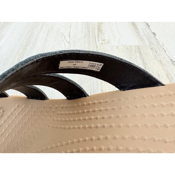 Crocs A Leigh Wedge Sandals Womens 9 Strappy Slip On Comfort Shoes Cork Heel - Picture 9 of 12